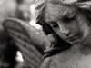 statue of an angel grave stone in lviv cemetery ukraine